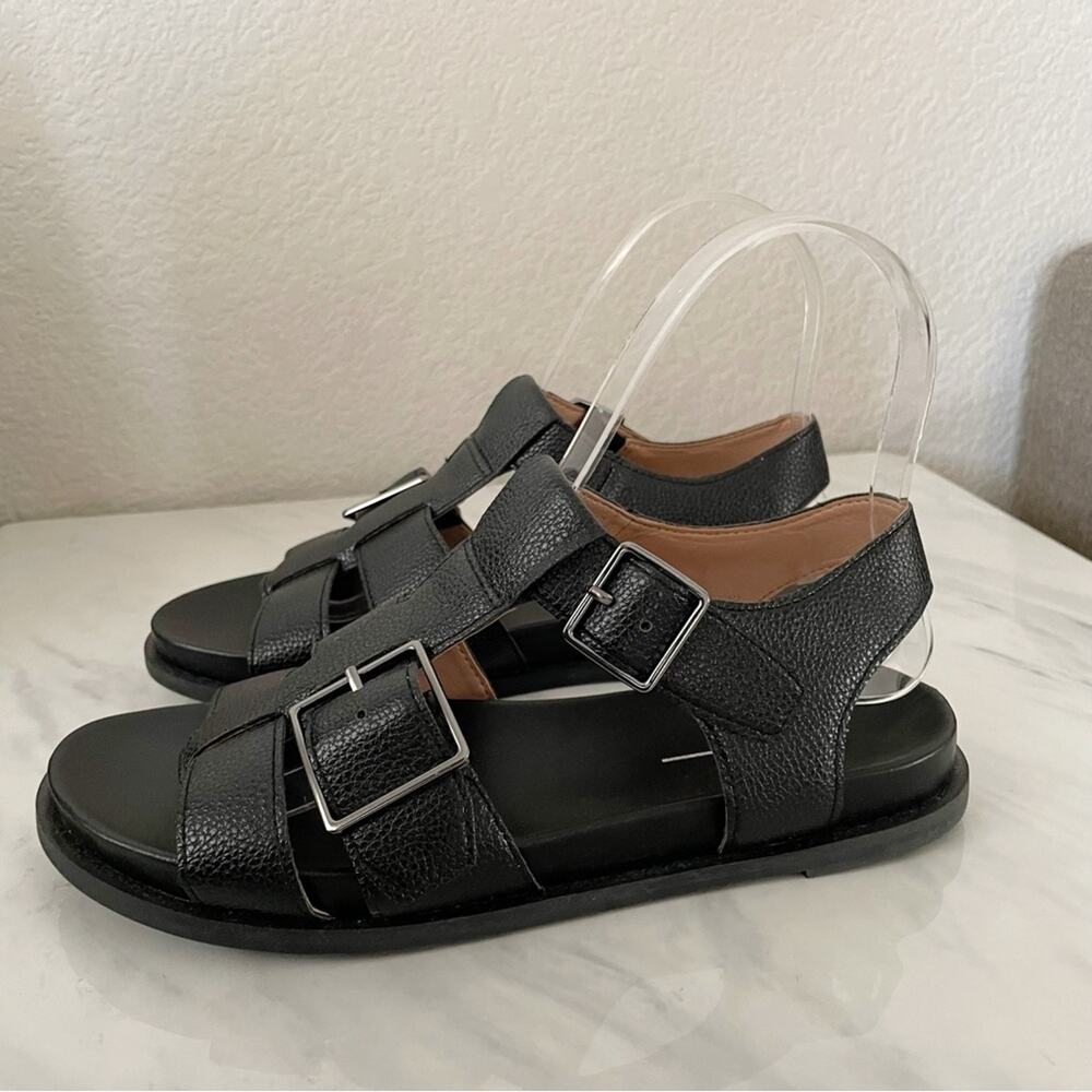Paolo Leather Sandals Black 5.5 - Picture 2 of 9